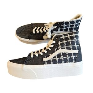 Vans Sk8-Hi Tapered Denim Mix Black Stacked Sneaker NEW